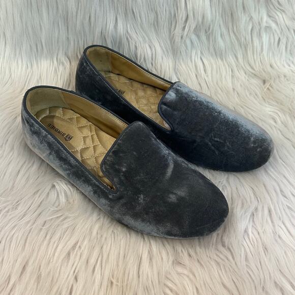 Birdies The Starling Velvet Loafers Slip On Smoking Slippers Flat Shoes Gray - Picture 1 of 7